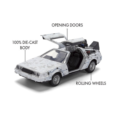 Back to the Future die-cast 1:32 scale 40th Anniversary "Hollywood Rides" DeLorean Time Machine (Frost Finished) by MyHackerTech