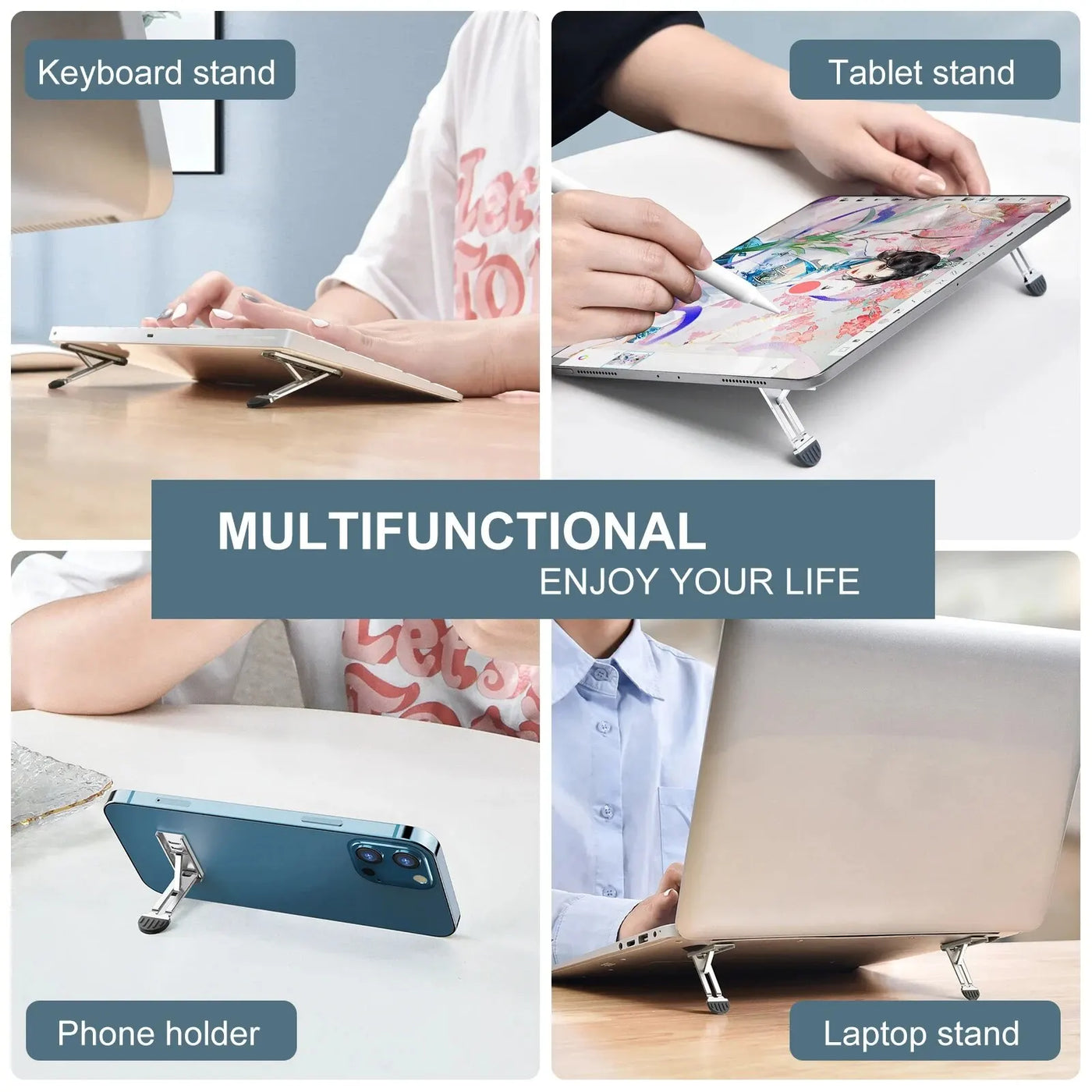 Invisible Folding Zinc Alloy Stand Multiadjustable Mobile Phone Back Stand Tablet Pc Laptop Stand Ultrathin Adhesive Mini Nonsli