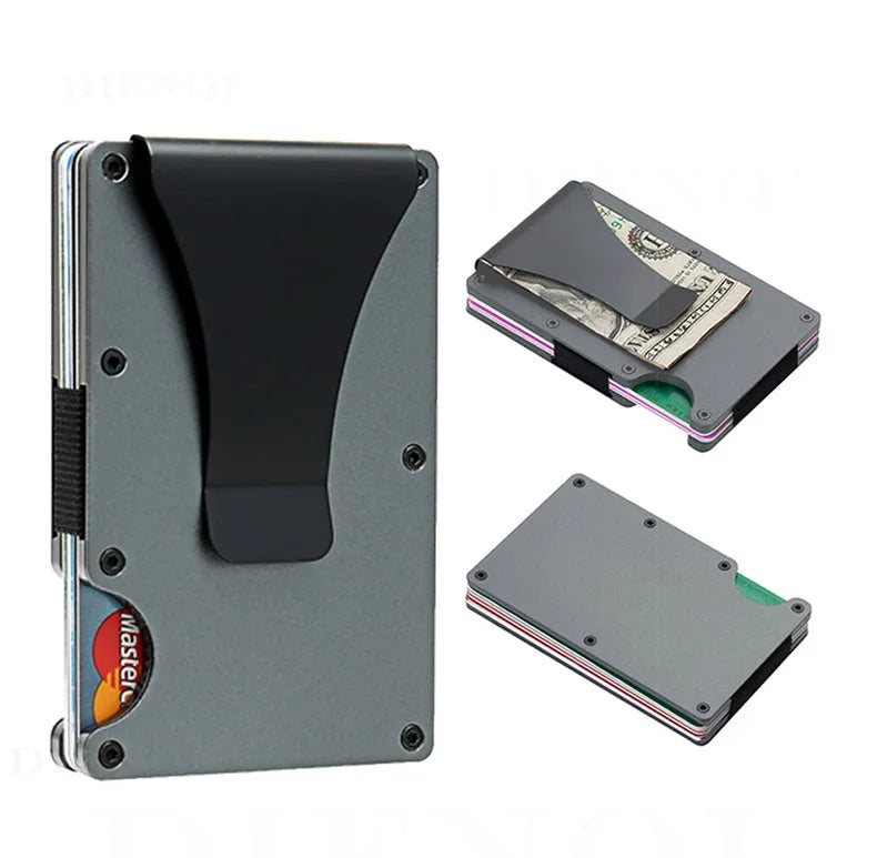 Slim RFID Blocking Metal Wallet with Money Clip for Men