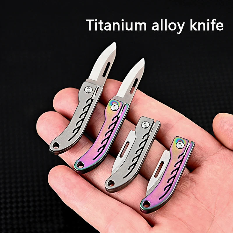 Titanium Alloy Mini Folding Knife for Outdoor Camping EDC Portable Unboxing Sharp Knife with High Hardness D2 Blade