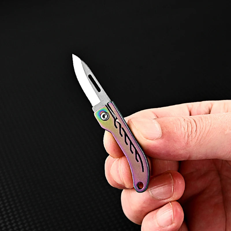 Titanium Alloy Mini Folding Knife for Outdoor Camping EDC Portable Unboxing Sharp Knife with High Hardness D2 Blade