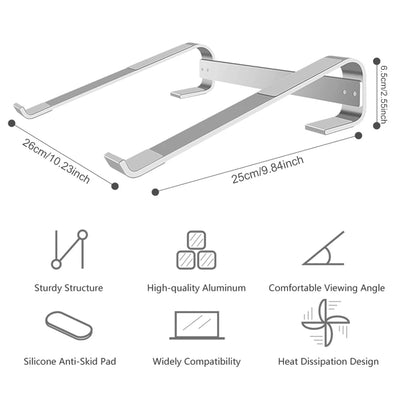 Desk Laptop Stand Ergonomic Aluminum Computer Stand Detachable Laptop Riser Notebook Cooling Holder Stand for 10-18inch Laptop