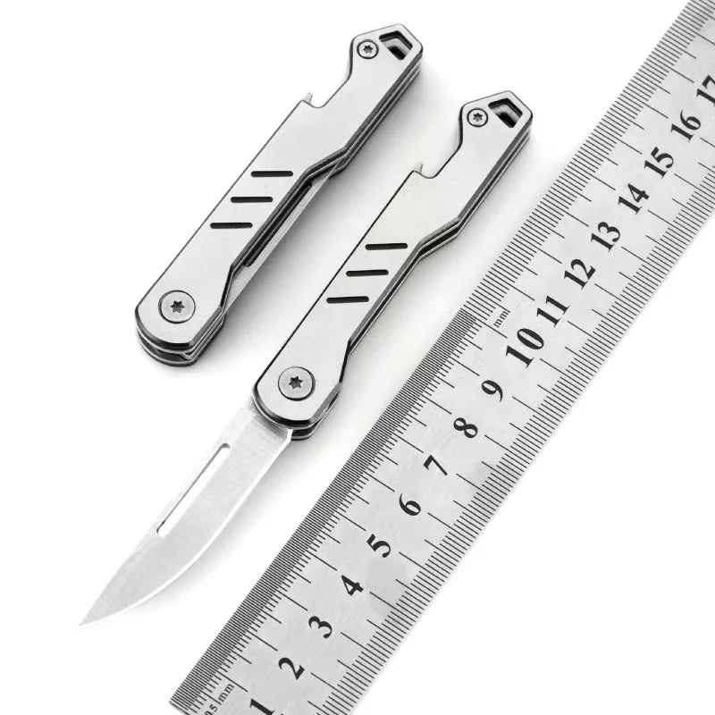 Mini outdoor stainless steel folding knife, portable express keychain, multifunctional portable kitchen fruit folding knife