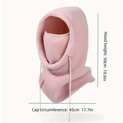 Winter Balaclava Hooded Scarf - Warm Neck Gaiter with Hood for Outdoor Activities, Cycling, Skiing - Black, Pink, Khaki