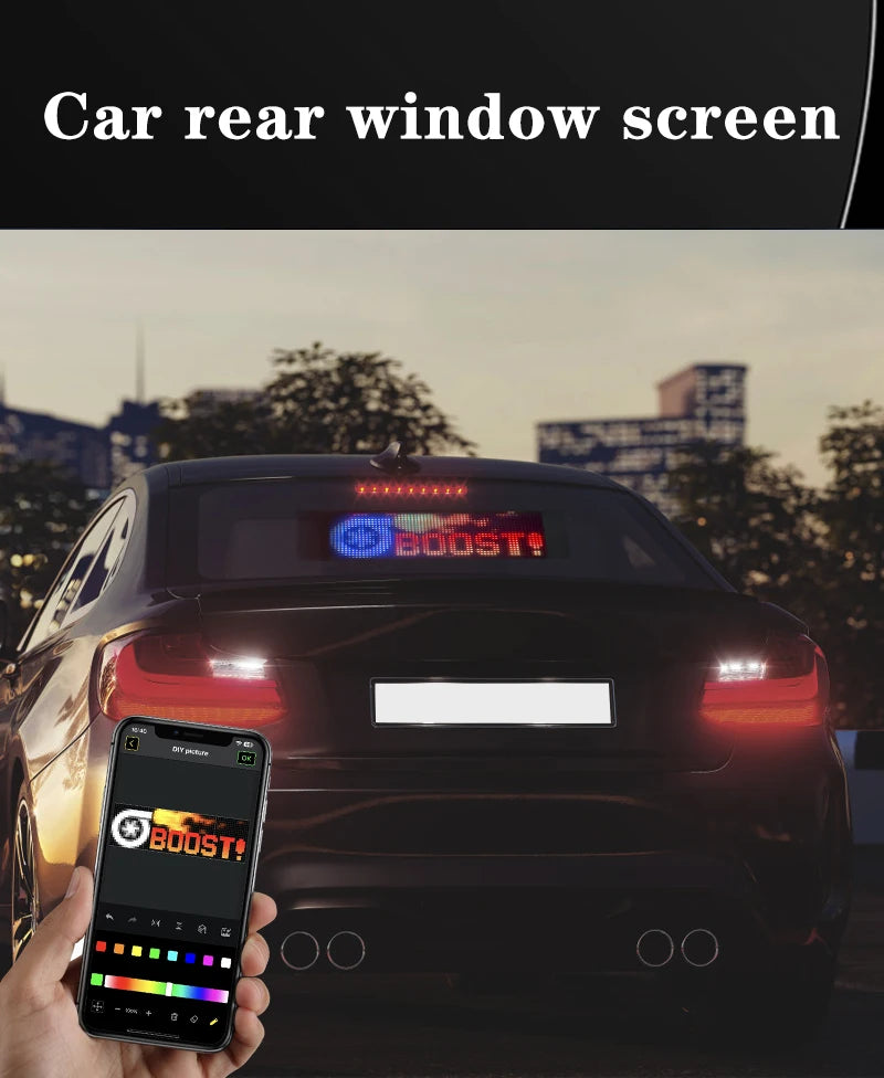 LED Matrix Pixel Panel Display Screen Flexible RGB Car Pattern Graffiti Scrolling Text Animation Shop Reminder Light Bluetooth