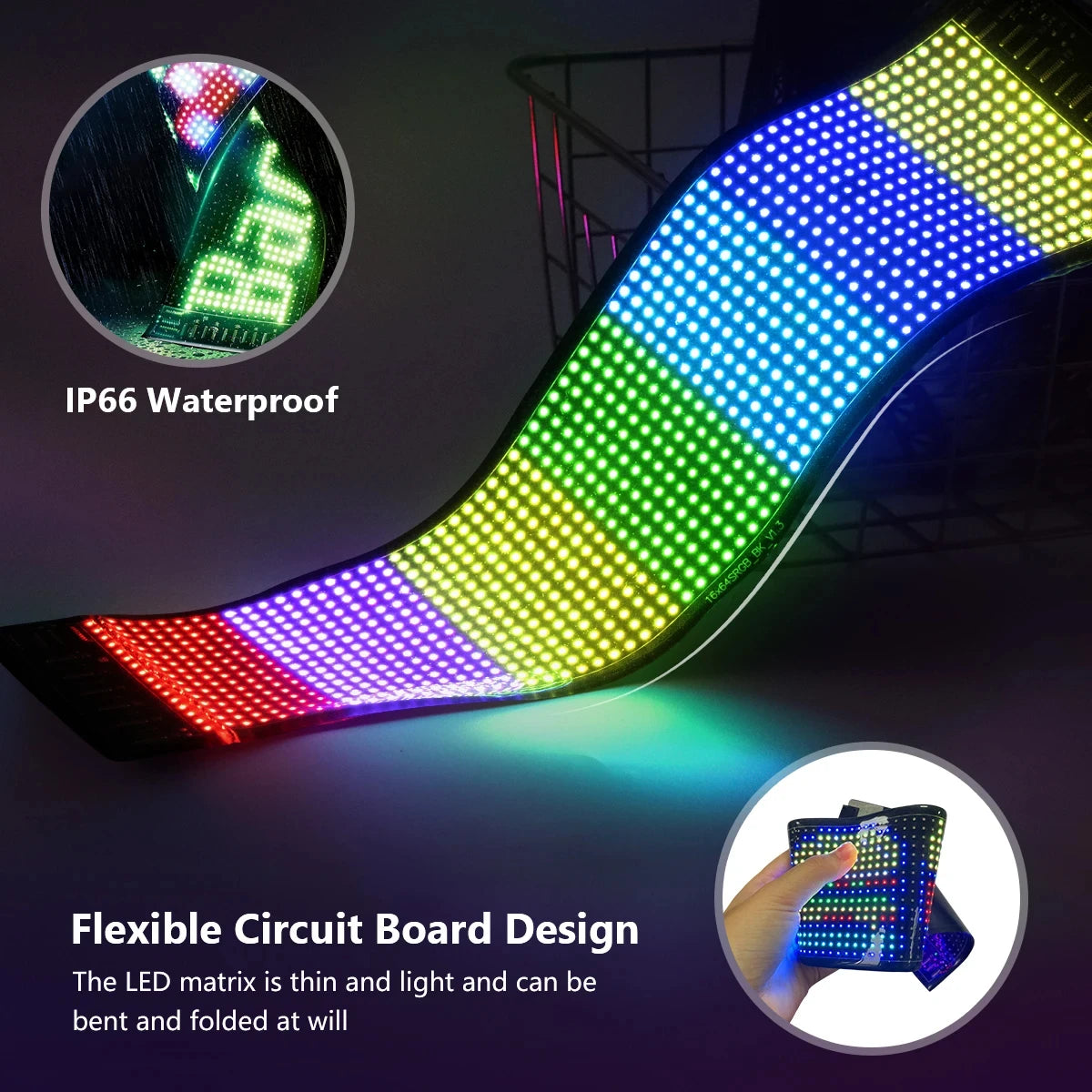 LED Matrix Pixel Panel Display Screen Flexible RGB Car Pattern Graffiti Scrolling Text Animation Shop Reminder Light Bluetooth