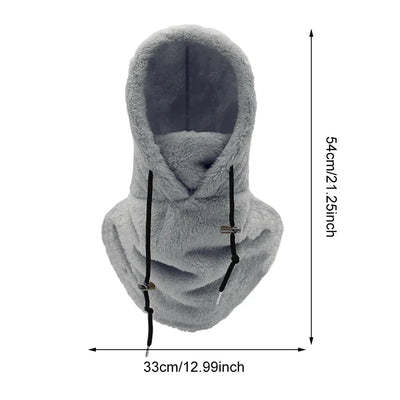 Thermal Sherpa Fleece Hood Ski Mask Winter Balaclava Cold Windproof Adjustable Women Plush Warm Hood Cover Hat Scarf Cycling Cap