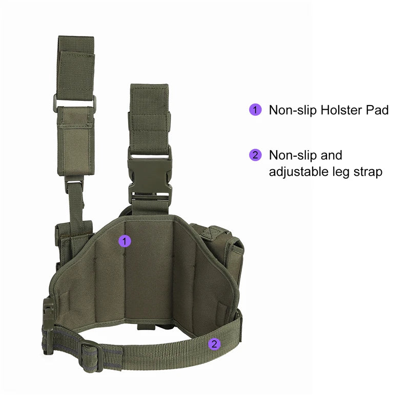 Tactical Leg Gun Holster Outdoor Multi-function Camouflage Bag Tied Leg Pistol Protective Cover Phone Pocket Hunting Gear