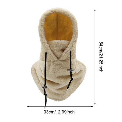 Thermal Sherpa Fleece Hood Ski Mask Winter Balaclava Cold Windproof Adjustable Women Plush Warm Hood Cover Hat Scarf Cycling Cap