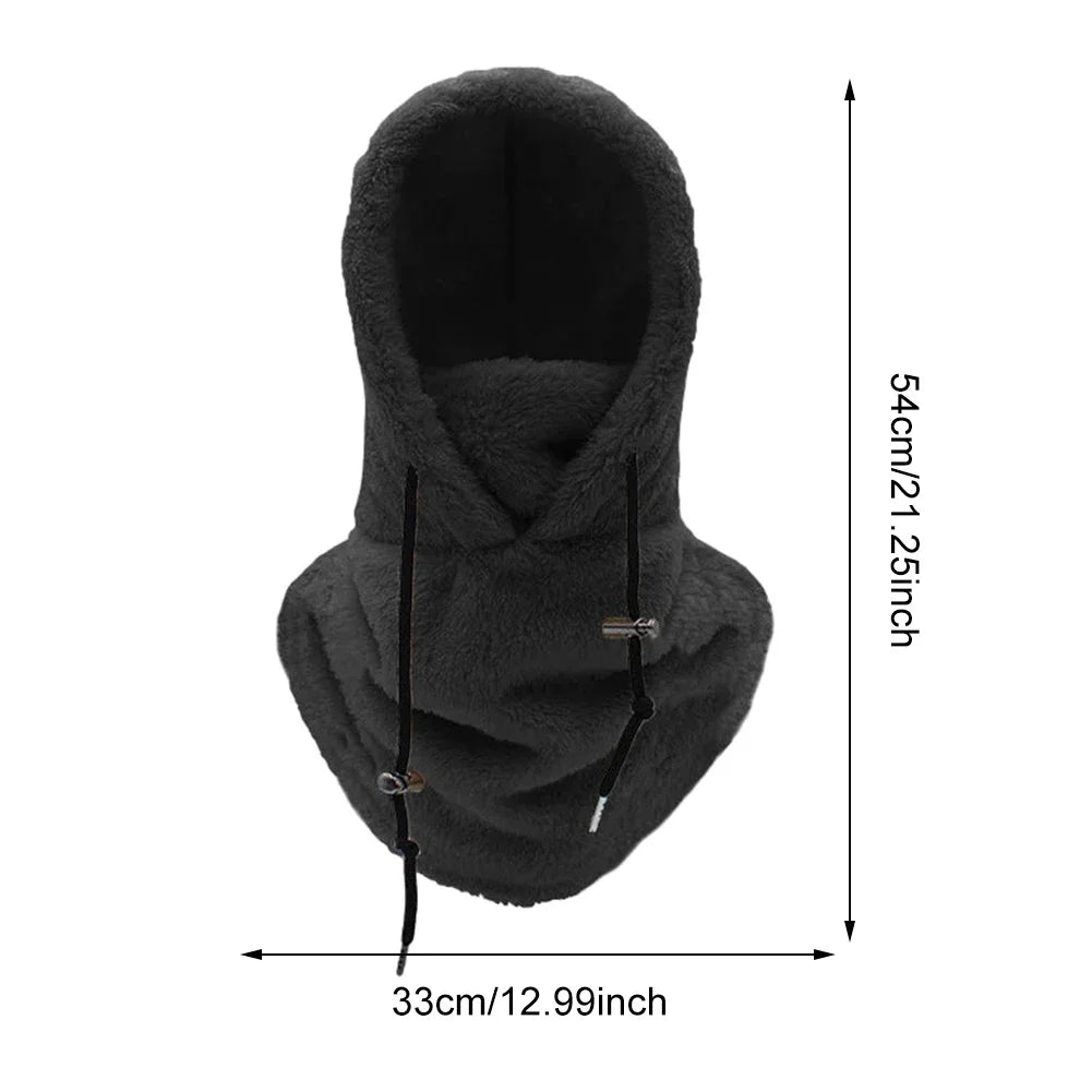 Thermal Sherpa Fleece Hood Ski Mask Winter Balaclava Cold Windproof Adjustable Women Plush Warm Hood Cover Hat Scarf Cycling Cap