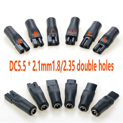 DC 5.5 * 2.1mm to 1.8/2.35 double hole multi-function charging adapter is used for Hair clipper, shaver and charging line adapte