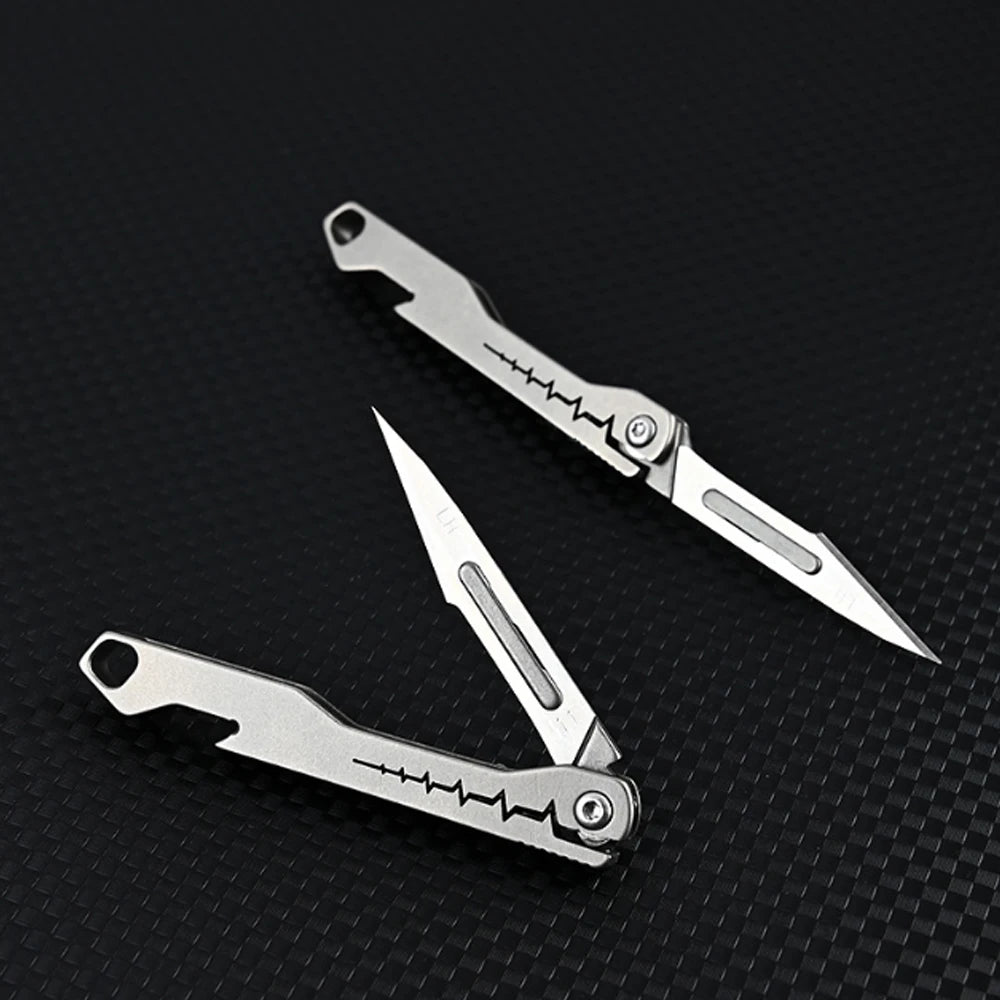 titanium alloy Bottle Opener Scalpel Folding Knife High Hardness Mini Outdoor Survival Camping Portable EDC Tool 10 Blade Free