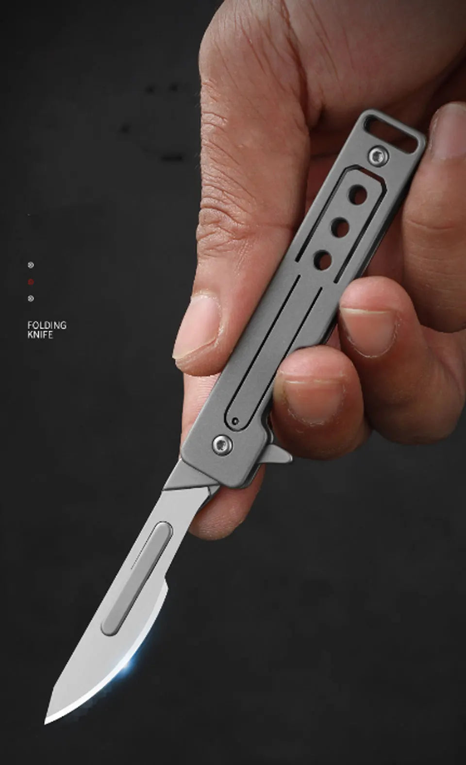 Titanium Alloy Scalpel Fast Open Folding Knife EDC Unpacking Pocket Knife Outdoor Camping Knife with 10pcs Replaceable Blades