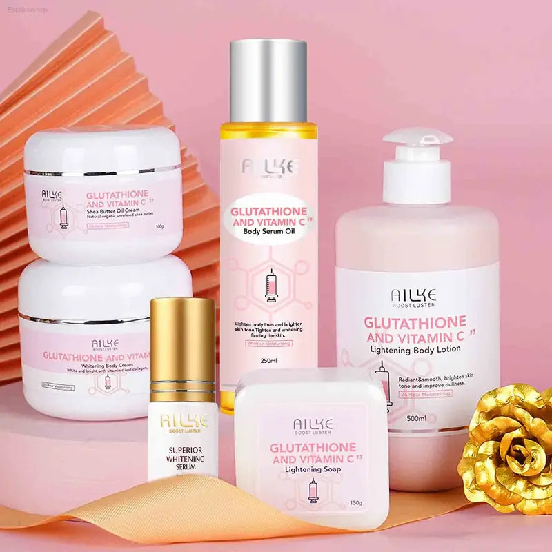 AILKE Brightening Skin Care Set with Vitamin C and Glutathione for Radiant  and Moisturized Skin