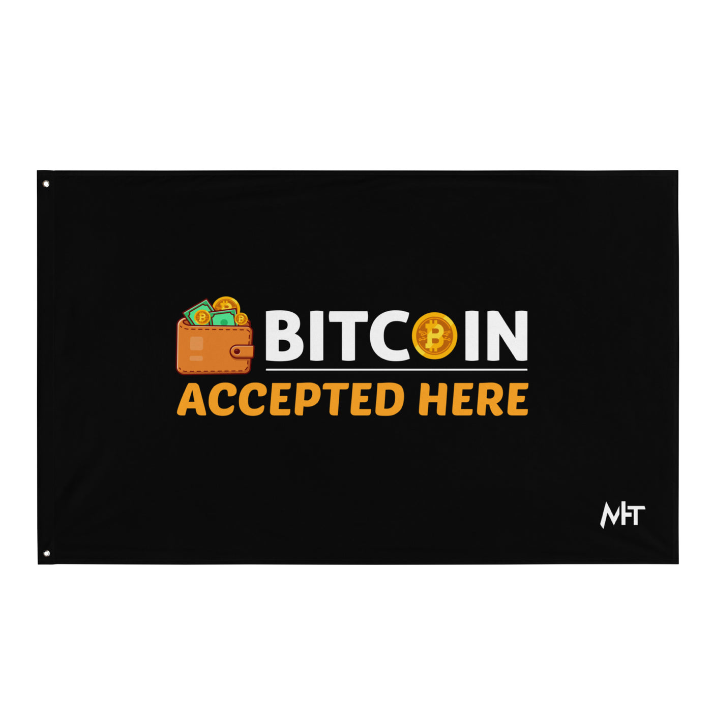 Bitcoin Accepted Here - Flag