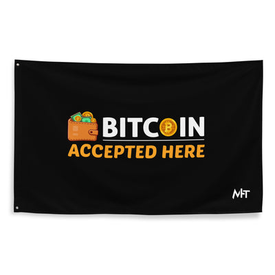 Bitcoin Accepted Here - Flag
