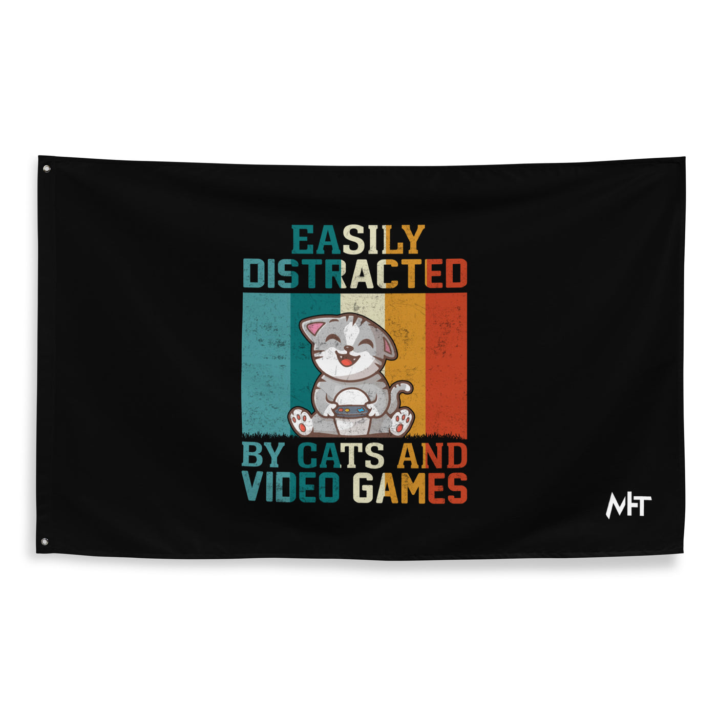 Easily Distracted by Cats and Video games Flag