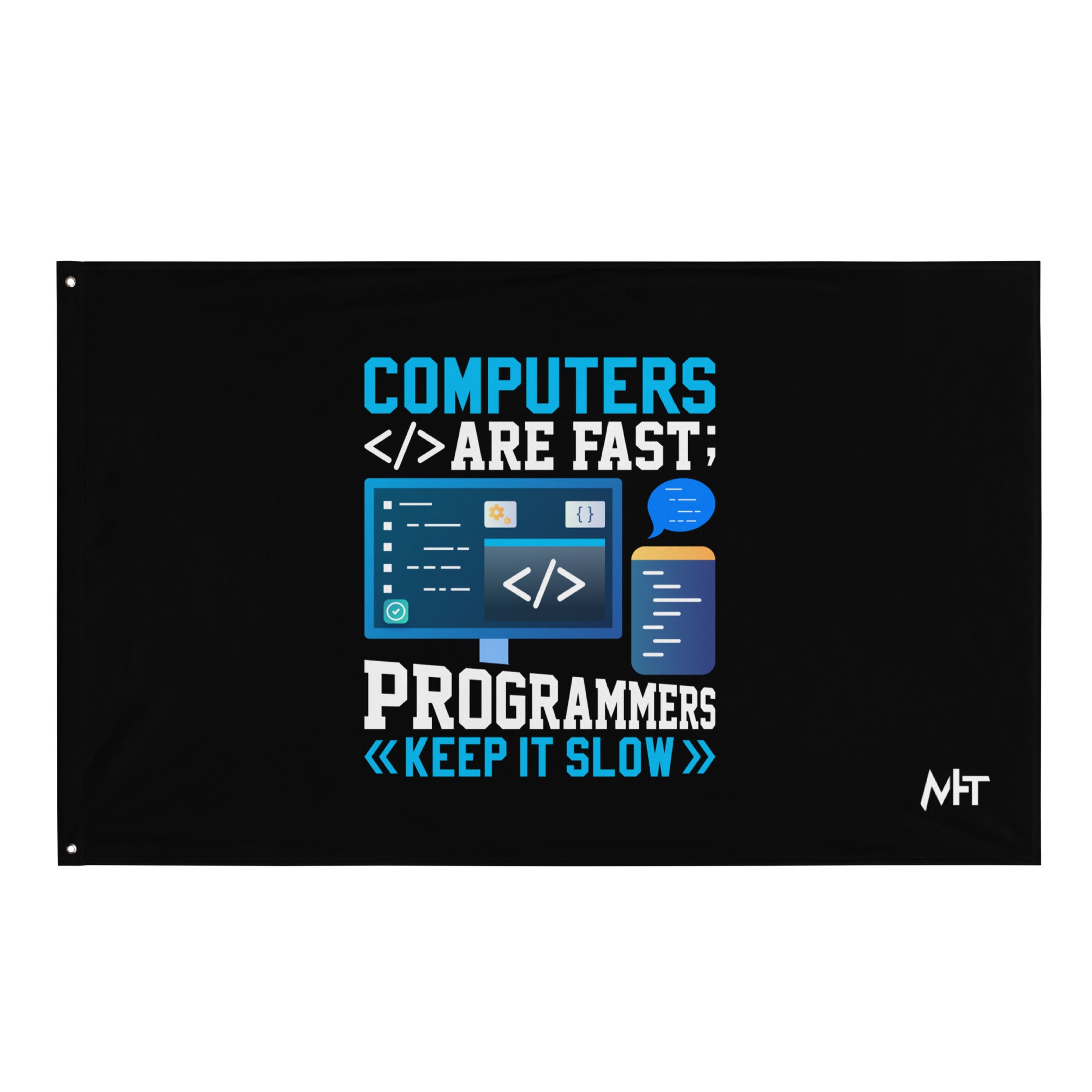Computerkin Flag Computers are fast - Blue RK Flag – MyHackerTech