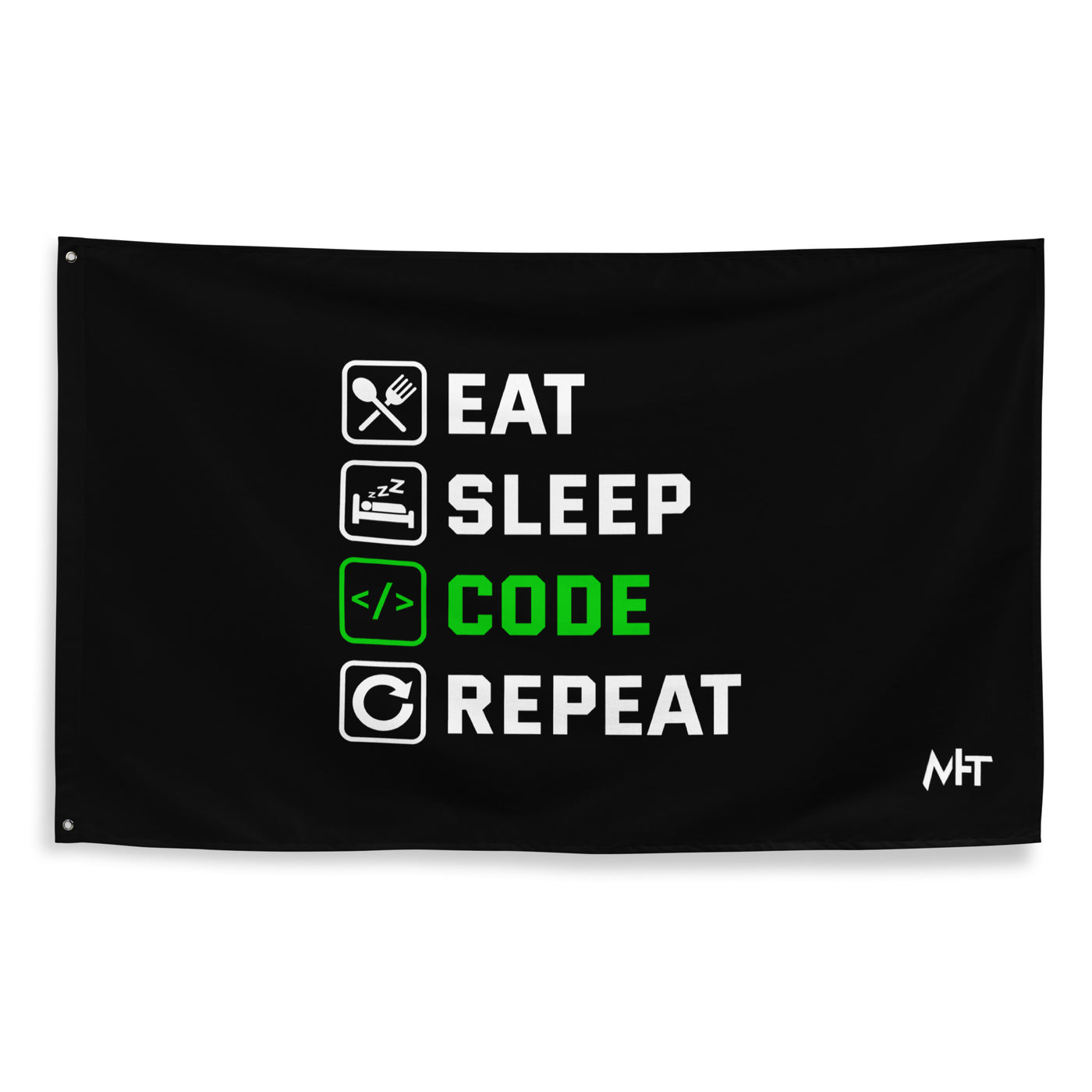 Eat Sleep Code Repeat (Mahfuz) Flag