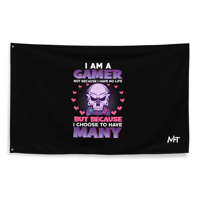 I am a Gamer not because I have no life ( Purple text ) - Flag