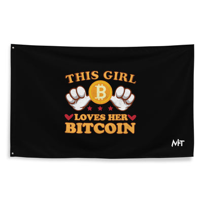 This girl Loves her Bitcoin - Flag