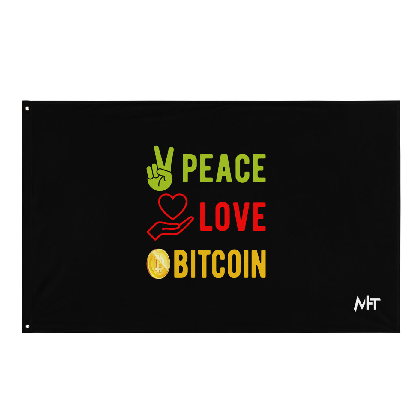Peace Love Bitcoin Flag