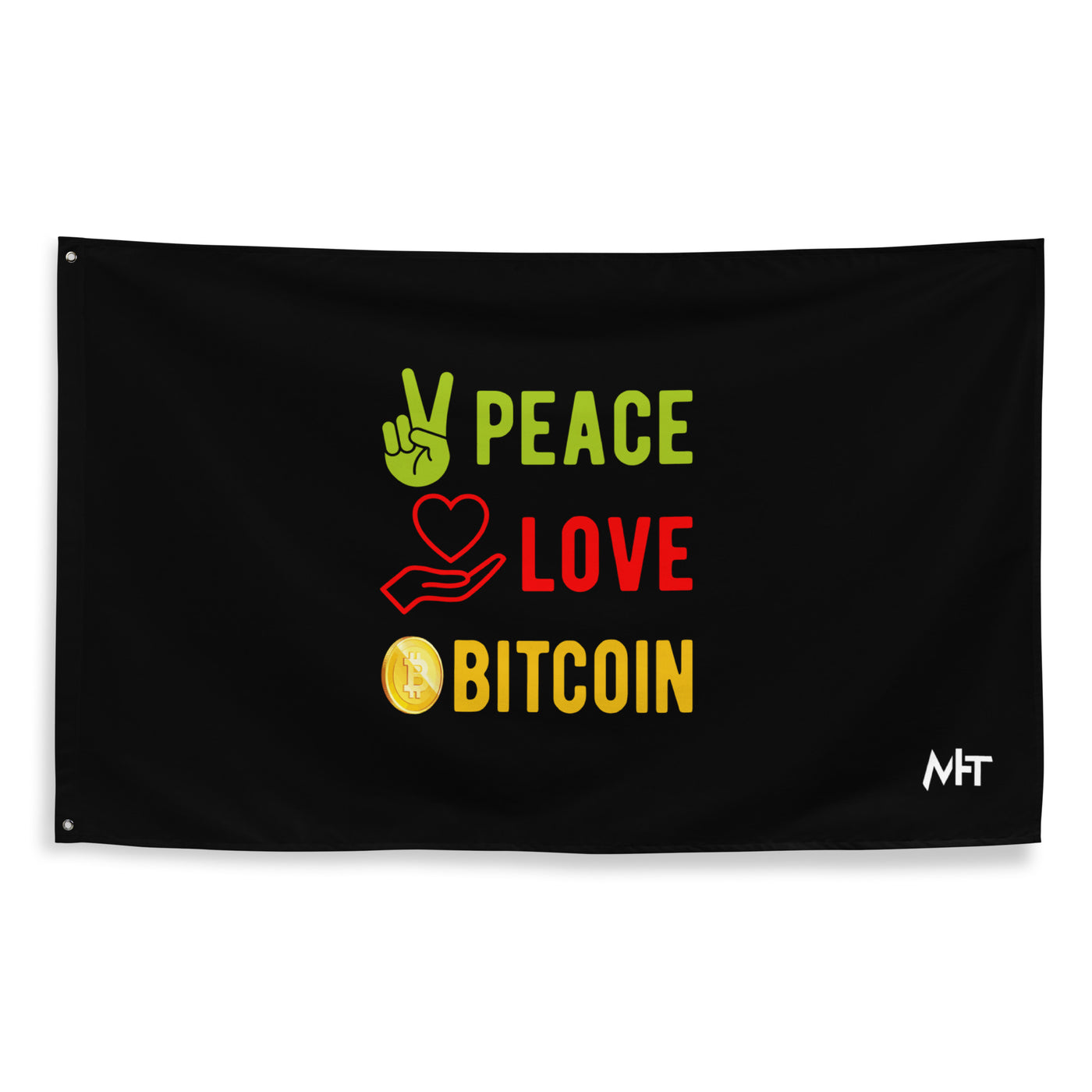 Peace Love Bitcoin Flag