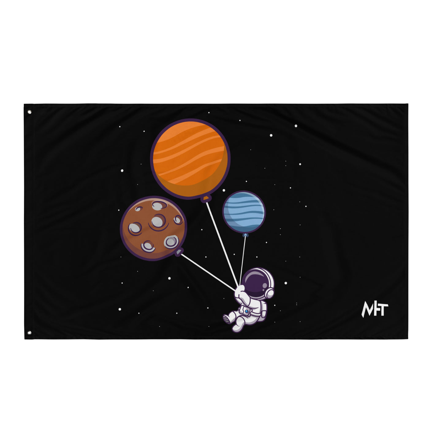 Astronaut with Balloons in Space - Flag