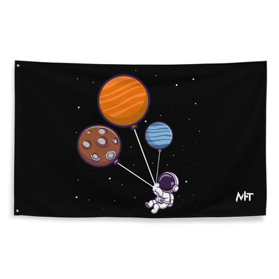 Astronaut with Balloons in Space - Flag