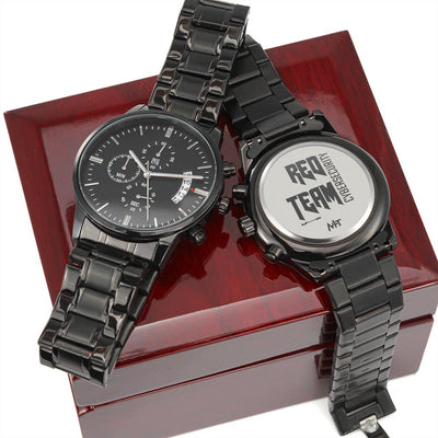 Cyber Security Red Team V9 - Black Chronograph Watch ( Premium Box) by MyHackerTech