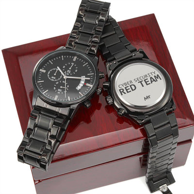 Cyber Security Red Team - Black Chronograph Watch ( Premium Box) by MyHackerTech