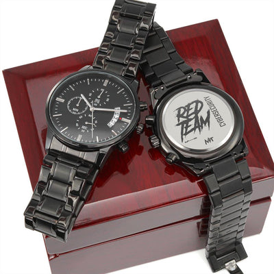 Cyber Security Red Team V10 - Black Chronograph Watch ( Premium Box) by MyHackerTech