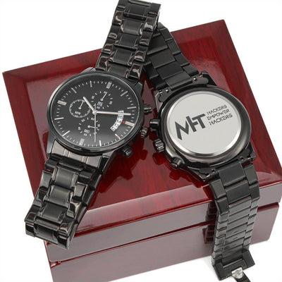 MyHackerTech - Black Chronograph Watch (Premium Box) by MyHackerTech