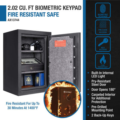 Barska 2.02 CF Heavy-Duty Fire Resistant Safe With Biometric Keypad (SAK29487)