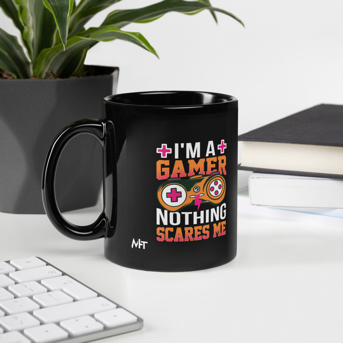 I am a Gamer; Nothing Scares me - Black Glossy Mug