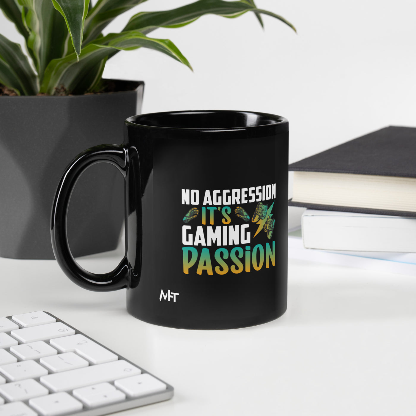 No Aggression, It's Gaming Passion - Black Glossy Mug
