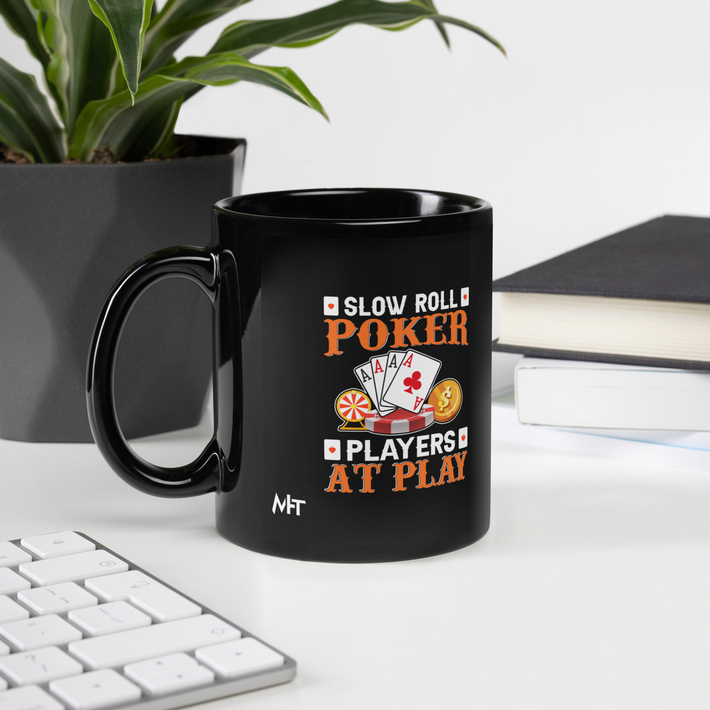 Slow Roll Poker; Players at Play - Black Glossy Mug