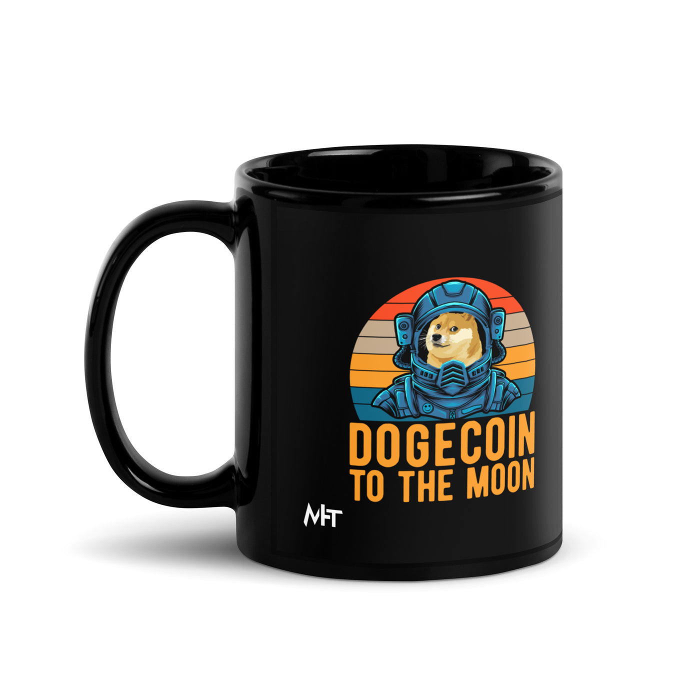 Doge Coin to the Moon - Black Glossy Mug