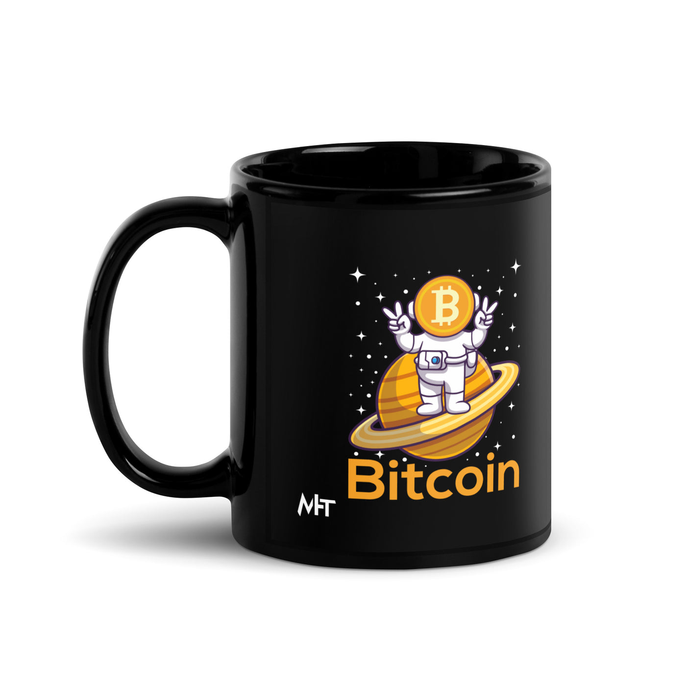 Bitcoin Satan Astronaut - Black Glossy Mug