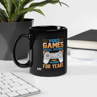 Video Games Social Distance Training for years ( Orange ) - Black Glossy Mug