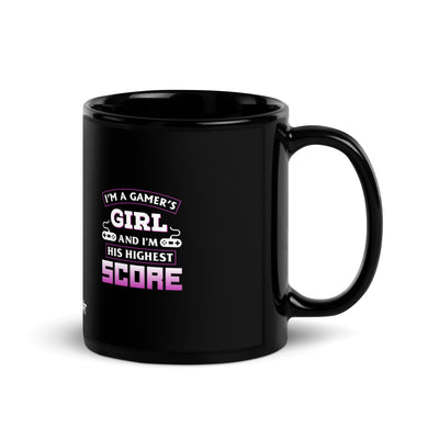 I am a Gamer's Girl, I'm his Greatest Achievement Purple edition - Black Glossy Mug