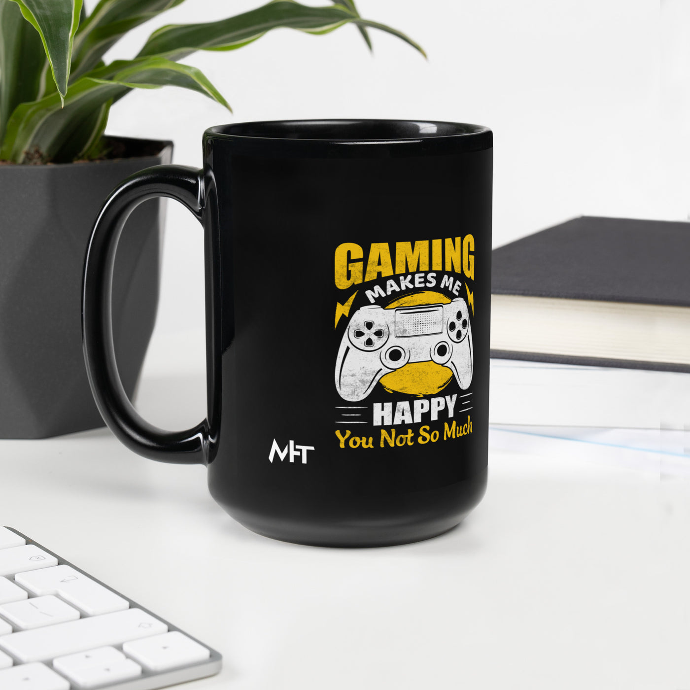 Gaming Makes me Happy (MAHFUZ) - Black Glossy Mug
