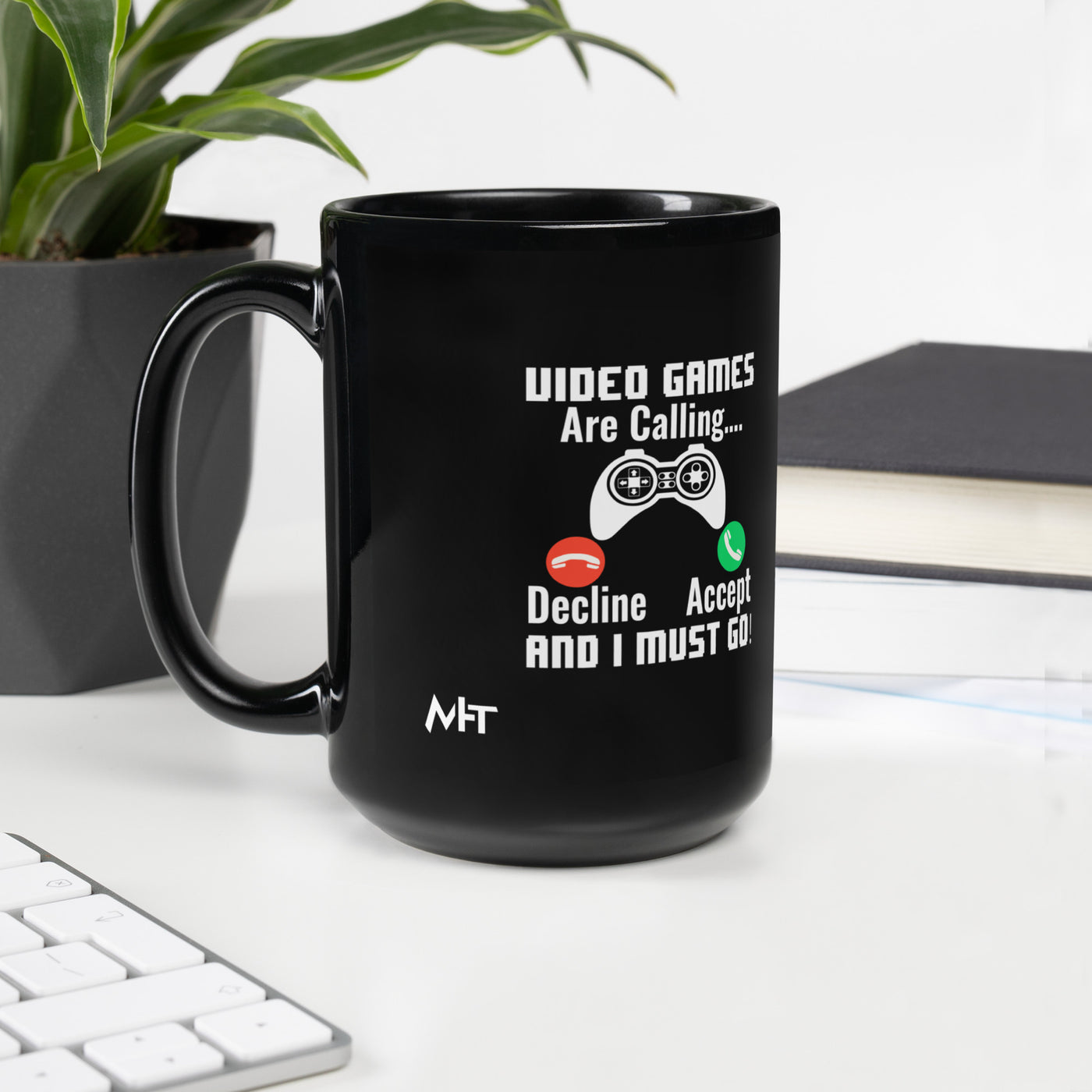 Video Games are Calling and I must Go Rima 18 - Black Glossy Mug