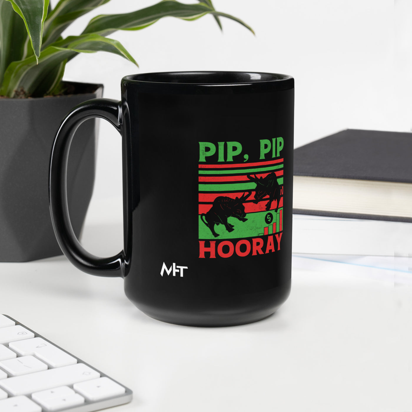 Pip, Pip Hooray - Black Glossy Mug