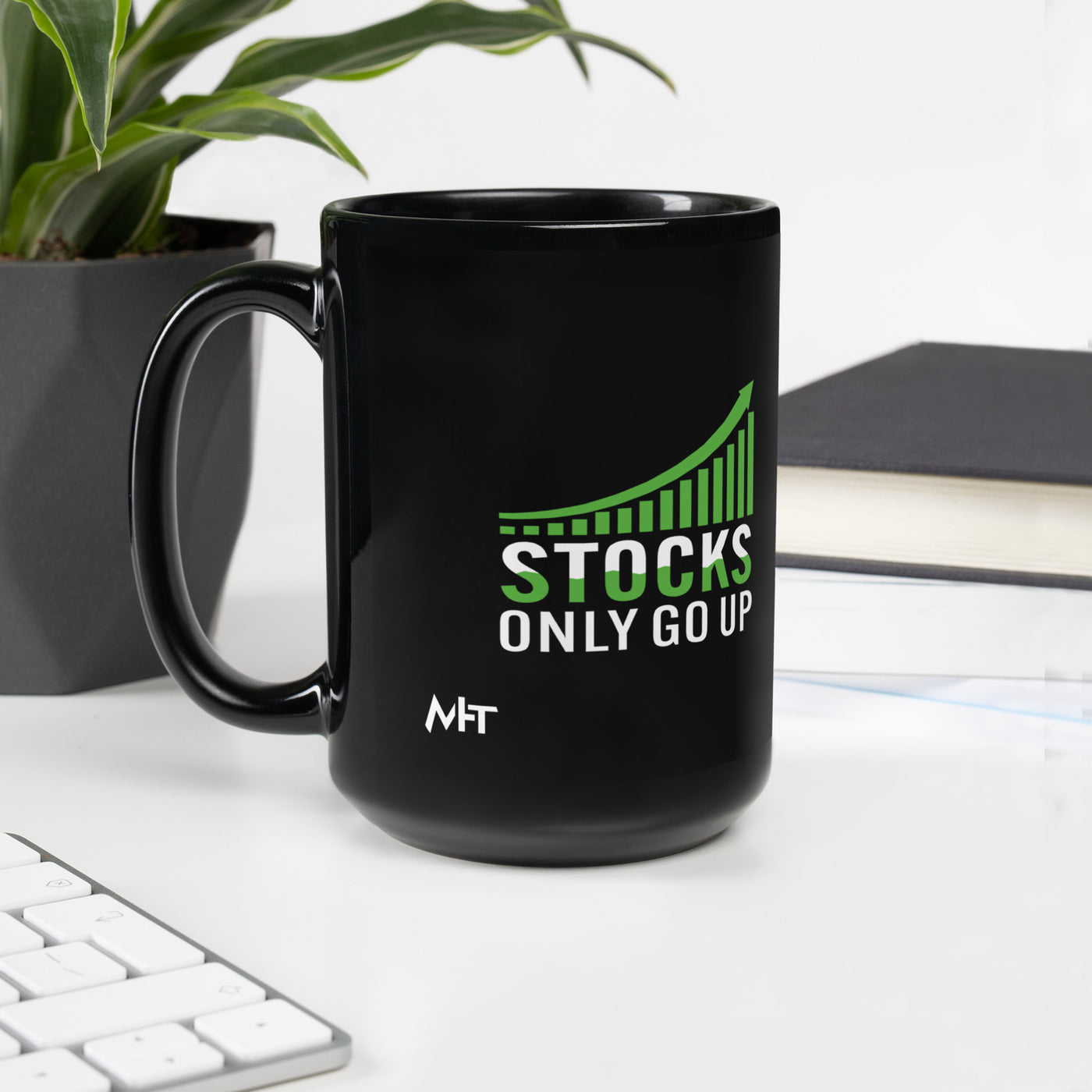 Stocks only Go up - Black Glossy Mug
