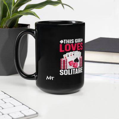 This Girl Loves  Solitaire - Black Glossy Mug