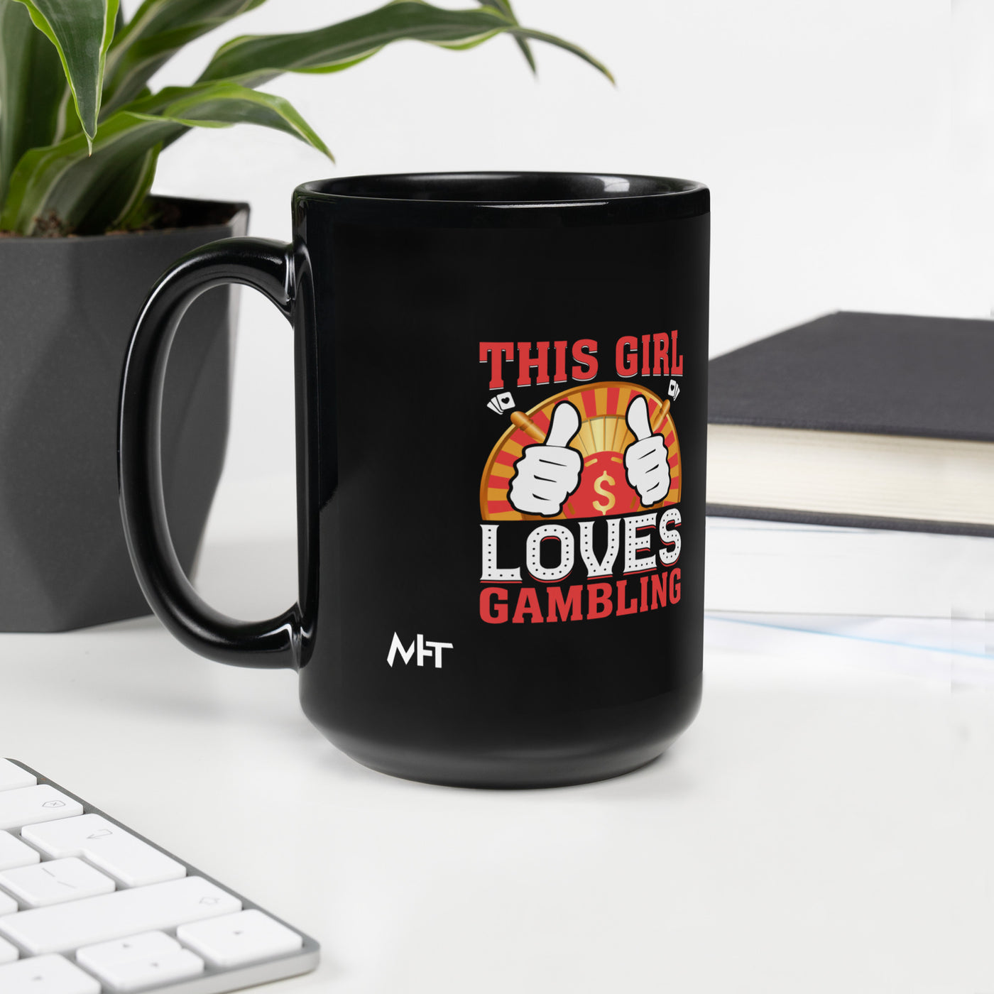 This Girl Loves  Gambling - Black Glossy Mug