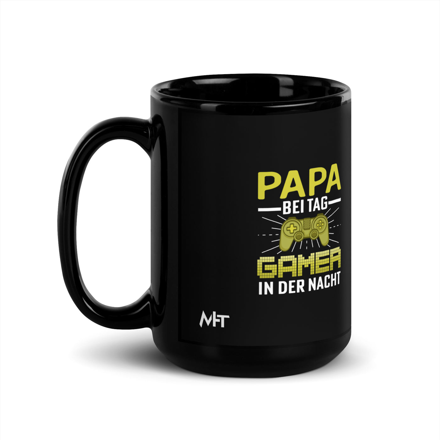 Papa Bei Tag Gamer in Der Nacht - Black Glossy Mug
