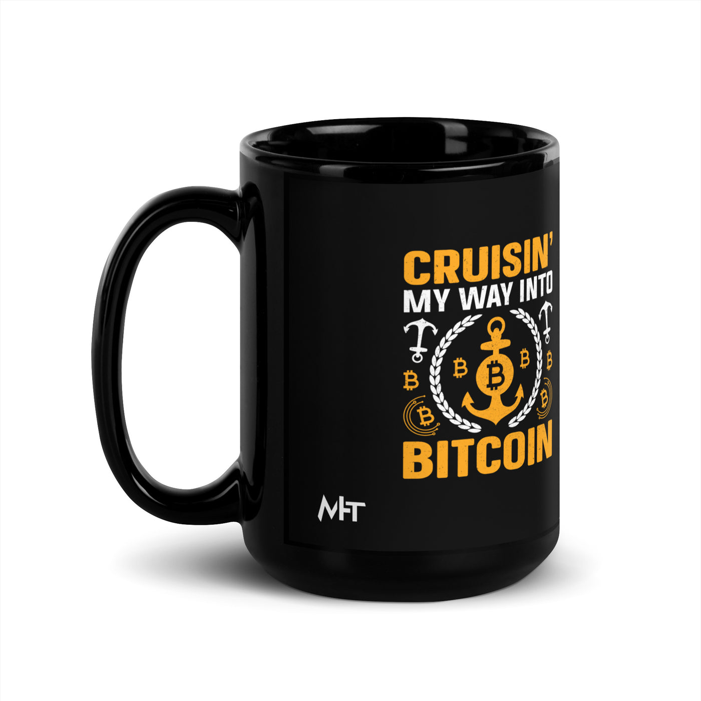 Cruising My Way into Bitcoin - Black Glossy Mug