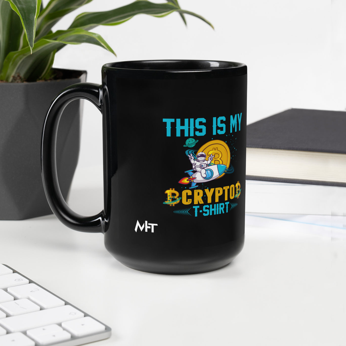 This is my Crypto T-shirt with Turtle Ninja and Missile - Black Glossy Mug